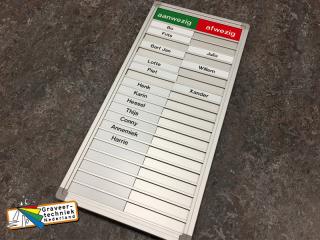 Aanwezigheidsbord afwezigheidsbord voor 20 namen